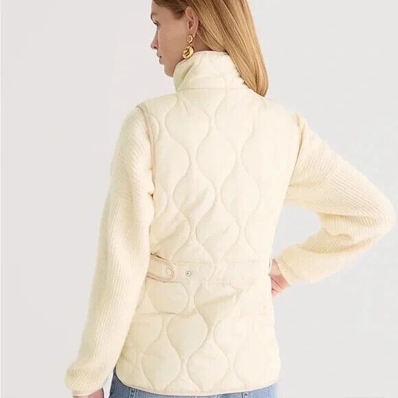 J. Crew Quilted Excursion Sleeveless Puffer Jacket Ivory White Size Small NEW - Picture 2 of 14